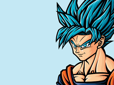 Dragon Ball Super Goku SSJB anime character design illustration illustrator manga poster vector