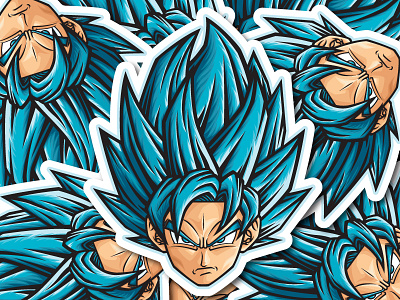 Goku Super Saiyan Blue Sticker anime art dragonball goku illustration manga merchandise sticker stickers vector