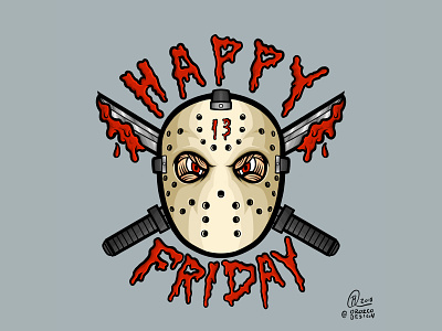 Jason Happy Friday the 13th apparel art films horror illustration jason movie movies