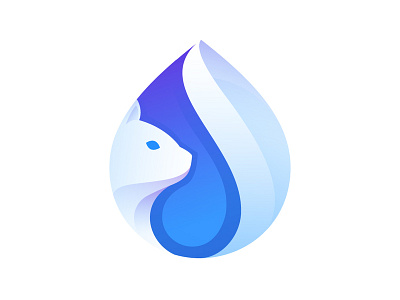 Squirrel + drop water app blue clean design golden ratio gradient icon illustration illustrator logo vector
