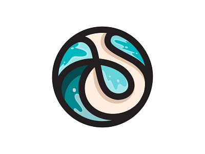 Waves blue golden ratio gradient icon illustration illustrator logo