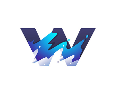 W + waves branding clean design gradient icon illustration illustrator logo typography vector
