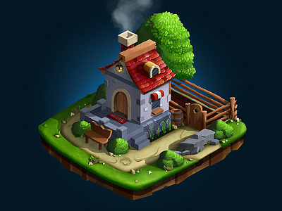 Cute house 2d art building cute game house isolated isometric nature