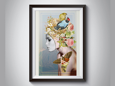 Collage Nature Girl art birds butterfly collage design flowers girl graphic nature
