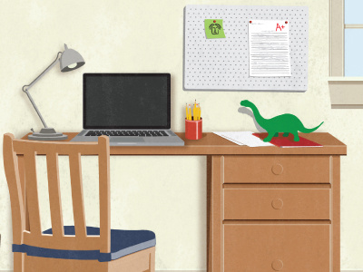 Desk chair computer desk dinosaur kids room texture