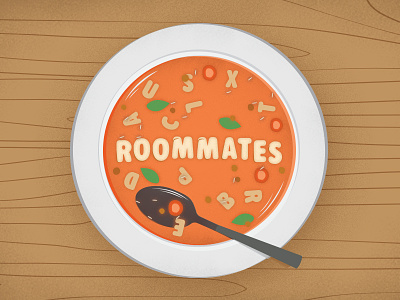 Roommates bowl grain illustration roommates soup texture typography wood