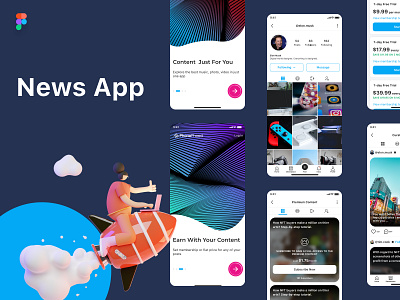 Premium News App app design interface mobile news ui website