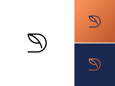 D + Leaf branding design geometric gradient identity letter logo minimal typography vector