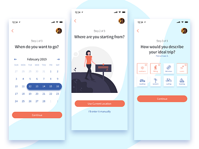 Travel App app datepicker travel ui ux