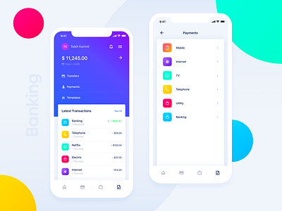 Banking App Design for iPhone Xs