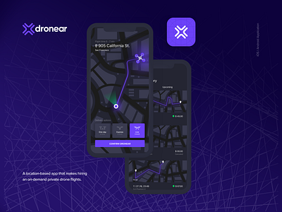 Dronear - Drone Delivery Service app delivery dji drone gopro logo mobile ui