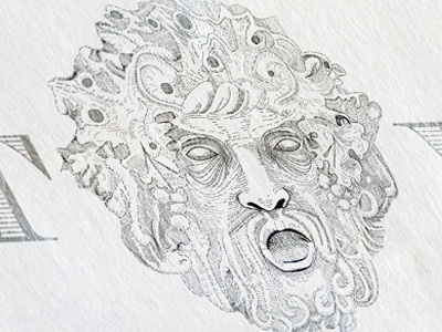 A Hedcut Of Dionysus (finished) dionysus etched hedcut illustration illustrator logo retro sketch vintage wine