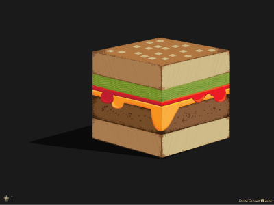 A Square Meal artwork box bun burger cheese cube distressed food grunge meal meat salad sauce square