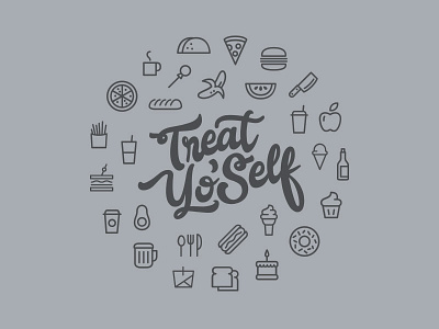 Treat Yo'Self food icons illustration treat yo self type wordmark