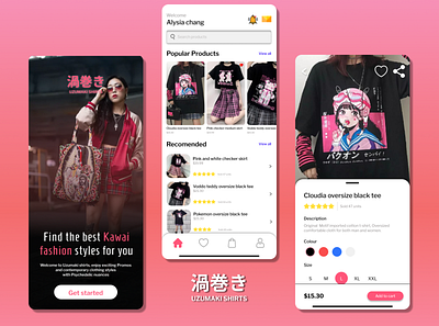 Kawai fashion App anime app clothing design e girl fashion figma indian japan japanese kawai ui uidesign uiux