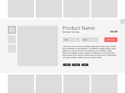 Store Front Wireframe cart gallery gray image market products shopping store tags wireframe