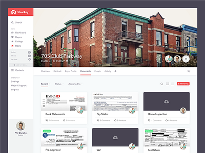 Out-of-Date Steadkey App–Client Deal app cards documents house steadkey ui ux website