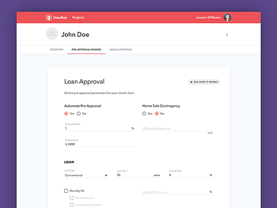 Steadkey MVP–Loan Approval app form input mortgage saas ui website