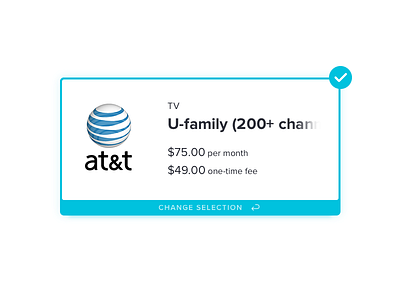 Selected AT&T Plan card design type ui ux