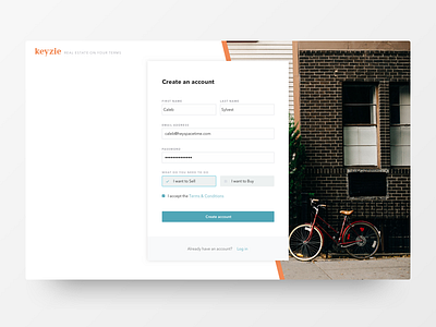 Keyzie – Register Page design home keyzie login real estate register spacetime texas ui web