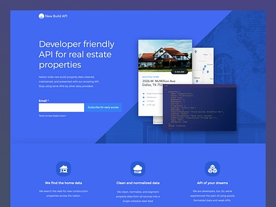 New Build Api api design landing page mvp real estate ui unbounce ux website