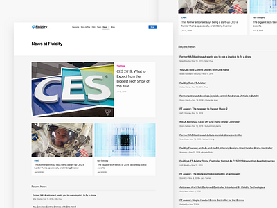 Fluidity Tech News design drones news ui web website
