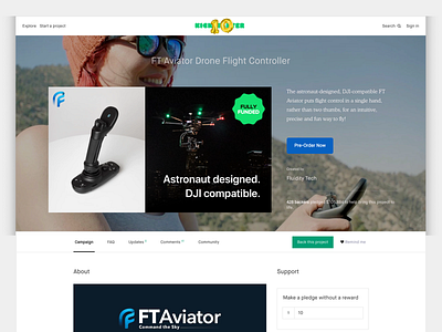 Fluidity Tech Kickstarter Complete campaign crowdfunding design drone kickstarter ui web website