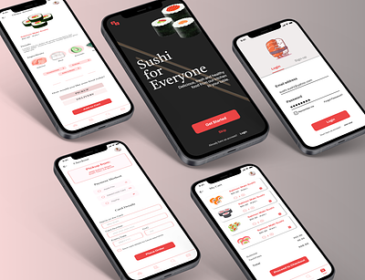 Sushi Restaurant - Mobile App app design icon japanese logo mobile sushi typography ui ux