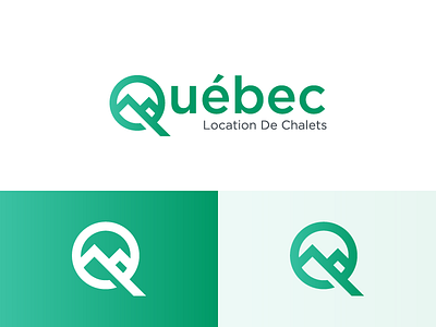Logo for Quebec Vacation Rentals gradient green logo modern monogram q quebec rentals vacation vacation rental