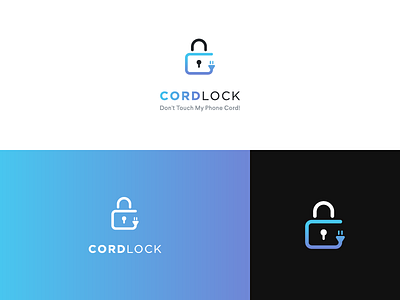 Cordlock Logo anti theft blue clean cord cordlock cover lock modern outlet phone cord power security