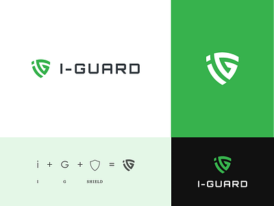 I-Guard Logo clean electronics green guard i guard ig logo modern monogram protection safeguard shield