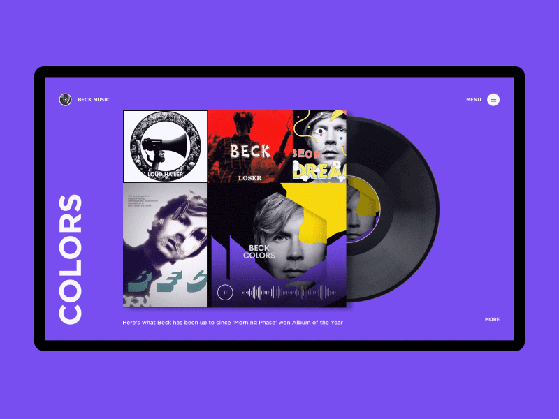 Vinyl Music Website album beck colors design motion music sketch ui ux vinyl website