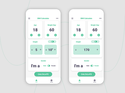 BMI Calculato App app design graphic design ui ux