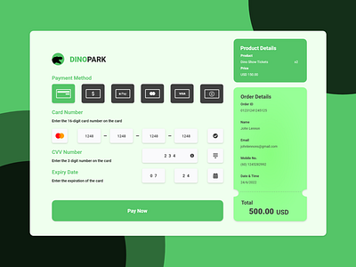 Dinopark Payment Checkout Page app design graphic design ui ux