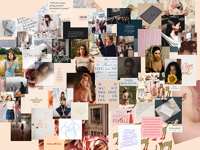 Mood board for Lovely branding brand branding design process female french mood mood board pink