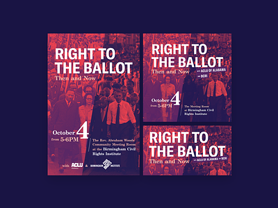 “Right to the Ballot” Event graphics aclu election event event graphics graphic design layout layout design voting voting rights
