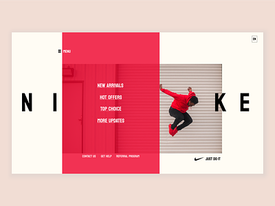 Re-design of the Main page for Nike store graphic design nike store typography ui web design