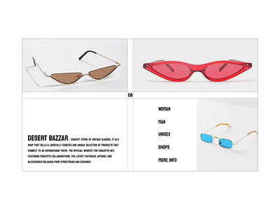 Main page for store of vintage glasses