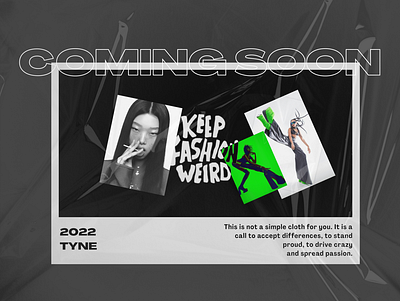 Coming soon banner for a fashion brand banner brand coming soon coming soon page composition fashion graphic design japanese plastic texture typography ui ui design web design