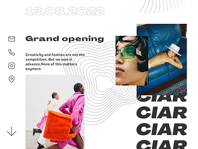Promo page | Grand opening of the store accent banner brand cloth composition design fashion graphic design store style trend typography ui ui design web design