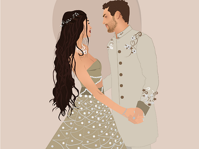 Wedding vector art portrait