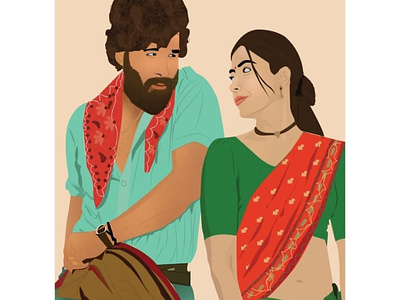 Allu arjun and rashmika mandanna vector art portrait adobeillustrator design digitalart graphic design illustration vector vectorportrait