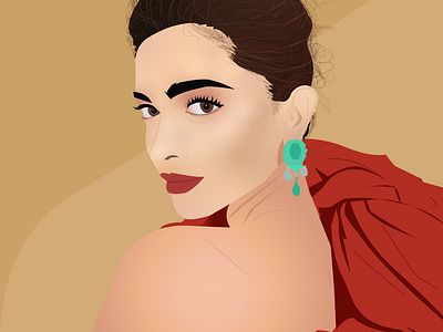 Vector art portrait of deepika padukone