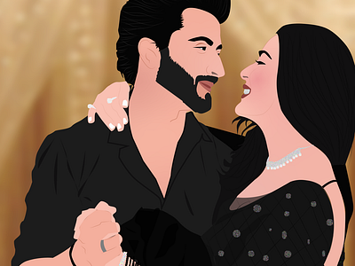 Vector art portrait of couple