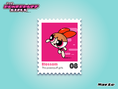 Blossom Stamps Design artwork blossom cartoon character cute graphic icon illustration peach stamps the powerpuff girls ui
