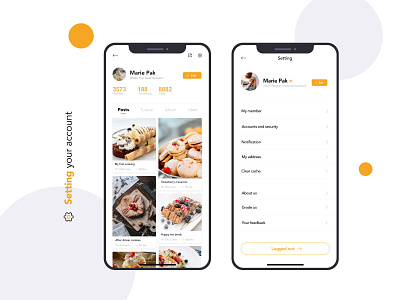 Setting - Daily UI 07 account app article cooking dailyui dessert food icon profile setting social ui yellow