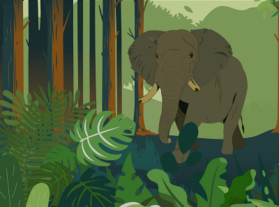 Elephant 2d animal design elephant graphic design illustration vector