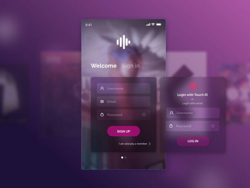 Daily UI Challenge #01 MusicApp Sign Up by Irene Falgueras on Dribbble