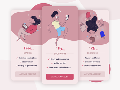 Daily UI Challenge #030 Pricing account challenge dailyui ebook illustration price pricing reading