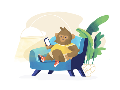 Smart Monkey animal app background character delivery delivery app design food illustration monkey onboarding onboarding illustration